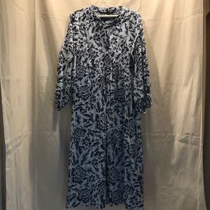 Zara Women’s Blue and White Floral Dress Small